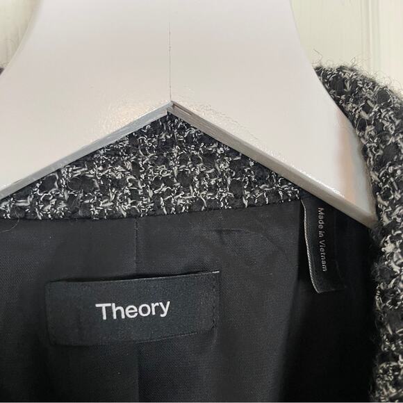 Theory Piazza Noelle Black Tweed Fringe Trim Blazer - Picture 11 of 14